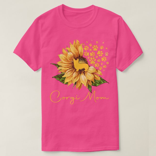 Womens Sunflower Corgi Mom Dog Lover T-Shirt (Design vorne)