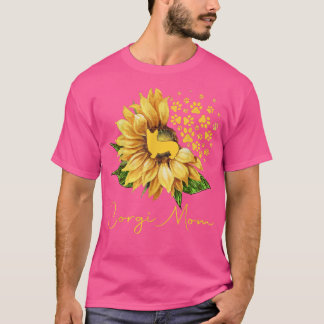 Womens Sunflower Corgi Mom Dog Lover T-Shirt