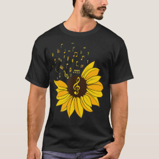 Womens Sunflower Music Lover Notizen Lehrerin T-Shirt