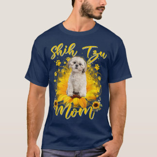 Womens Sunflower Shih Tzu Mama Dog Lover Mutter D T-Shirt