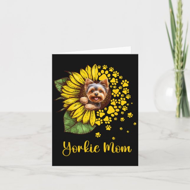Womens Sunflower Yorkie Mom Dog Lover  Karte (Vorderseite)