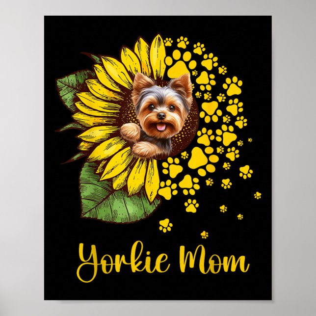 Womens Sunflower Yorkie Mom Dog Lover  Poster (Vorne)