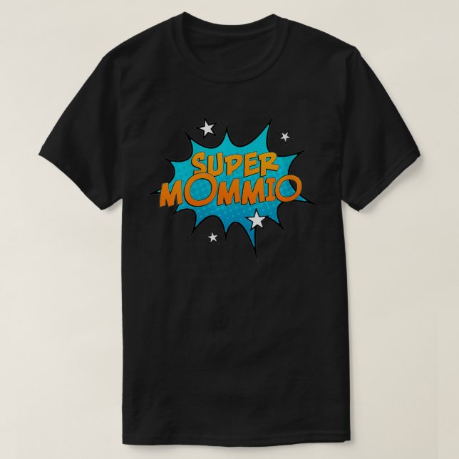 Womens Super Papa & Mommio Funny T-Shirt (Design vorne)