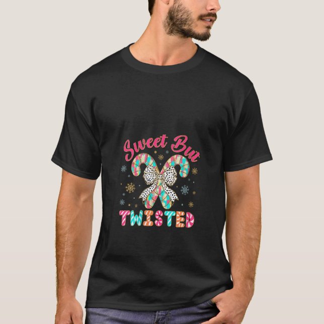 Womens Sweet But Twisted Funny Christmas Candy Can T-Shirt (Vorderseite)