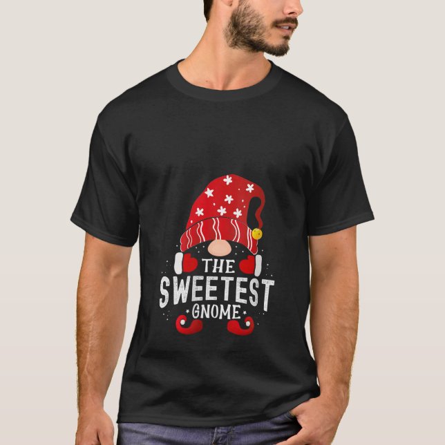 Womens Sweetest Gnome Matching Christmas PJS For F T-Shirt (Vorderseite)