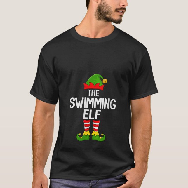 Womens Swimming Elf Xmas Matching Family Elf Squad T-Shirt (Vorderseite)