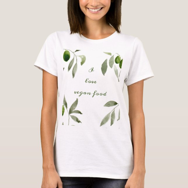 Women's t-shirt with olives and I love vegan food  (Vorderseite)