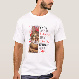 Womens Tabby Cat Mama Valentinstag Cat Mama Mothe T-Shirt