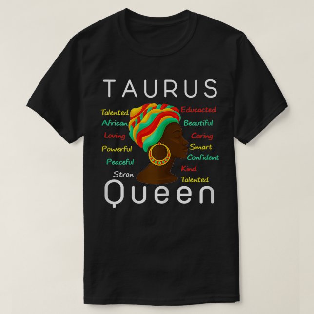 Womens Taurus Queen Afro Horoskop 20. Mai 2002 T-Shirt (Design vorne)