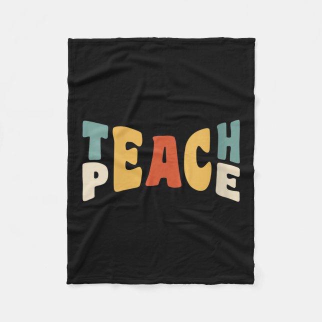 Womens Teach Peace Retro Teacher Motivational Educ Fleecedecke (Vorderseite)