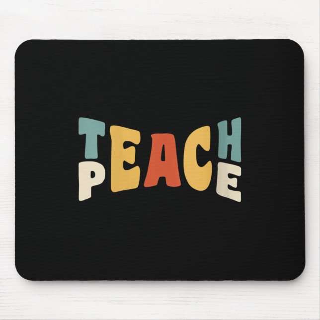 Womens Teach Peace Retro Teacher Motivational Educ Mousepad (Vorne)