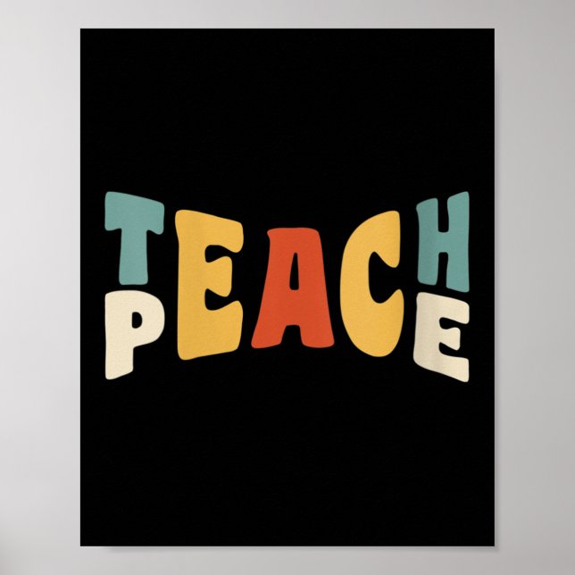 Womens Teach Peace Retro Teacher Motivational Educ Poster (Vorne)