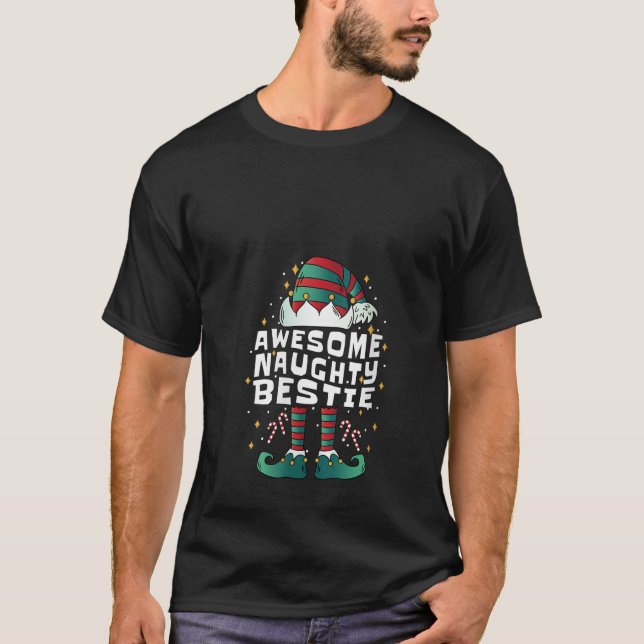 Womens Team Naughty Bestie Awesome Elf Squad Favor T-Shirt (Vorderseite)