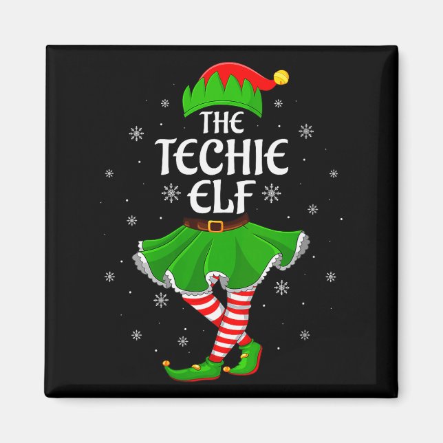Womens Techie Elf Christmas Family Girls Women Elf Magnet (Vorne)