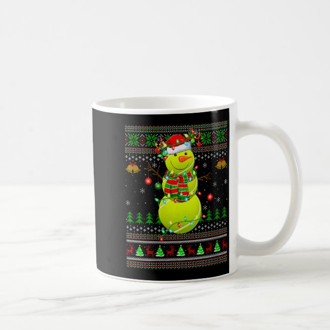 Womens Tennis Ball Snowman Ugly Christmas Sweaters Kaffeetasse (Rechts)