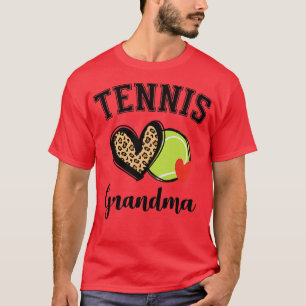 Womens Tennis Grandma Leopard Herz Großmutter T-Shirt
