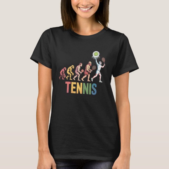 Womens Tennis Player Evolution Athletic Men Colorf T-Shirt (Vorderseite)