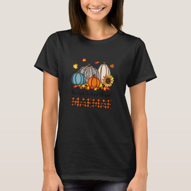 Womens Thankful Grateful Blessed Mae mae Pumpkins  T-Shirt (Vorderseite)