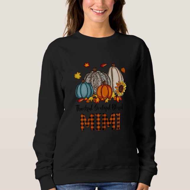 Womens Thankful Grateful Blessed Mimi Pumpkins Fal Sweatshirt (Vorderseite)