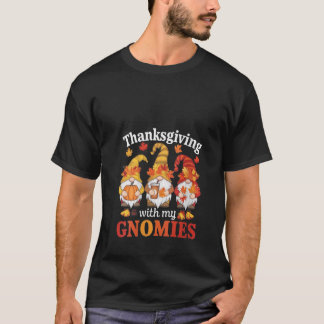 Womens Thanksgiving With My Gnomies Funny Autumn G T-Shirt