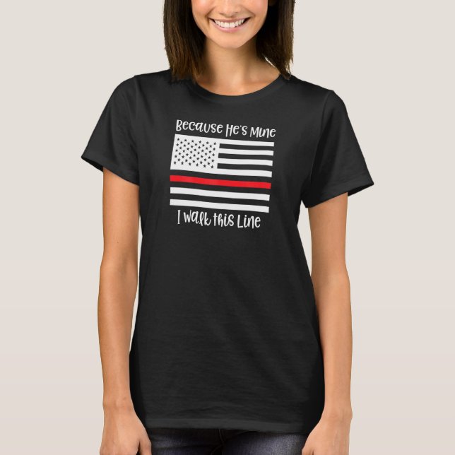 Womens Thin Red Line Flag Firefighter Ehefrau Mama T-Shirt (Vorderseite)