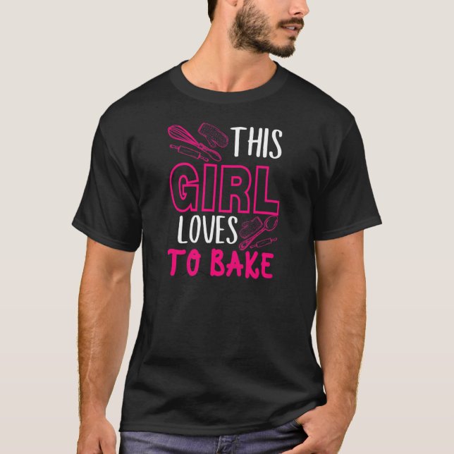 Womens This girl loves to bake kitchen utensils qu T-Shirt (Vorderseite)