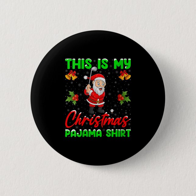 Womens This Is My Christmas Pajamas Funny Santa Pl Button (Vorderseite)