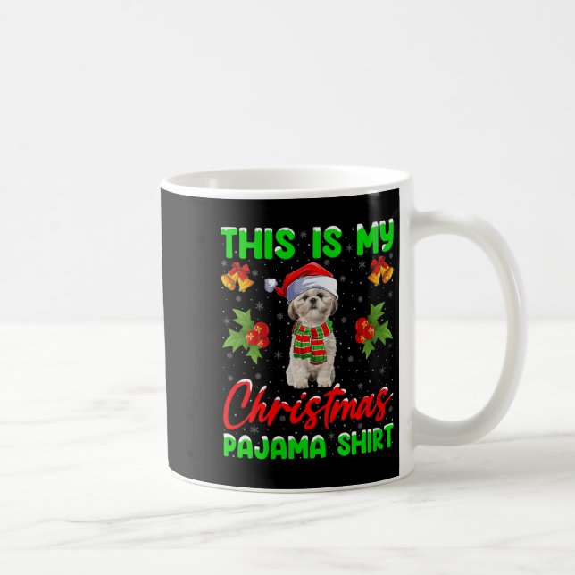 Womens This Is My Christmas Pajamas Funny Shih Tzu Kaffeetasse (Rechts)