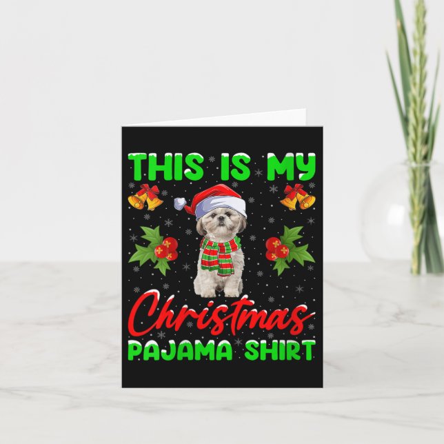 Womens This Is My Christmas Pajamas Funny Shih Tzu Karte (Vorderseite)