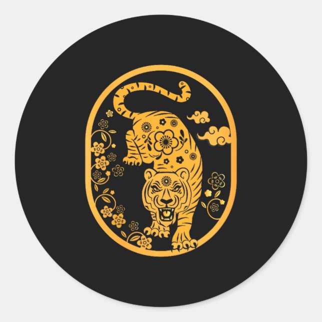 Womens Traditional Art Chinese New Year 2022 Year  Runder Aufkleber (Vorderseite)