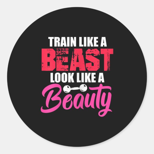 Womens Train Like A Look Like A Beauty Gym Workout Runder Aufkleber (Vorderseite)
