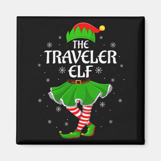 Womens Traveler Elf Christmas Family Girls Women E Magnet (Vorne)