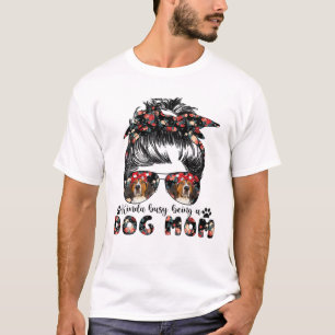 Womens Treeing Walker Coonhound Mama Messy Bun Hai T-Shirt