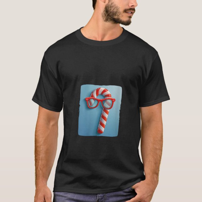 Womens Trendy Candy Cane with Sunglasses for a Swe T-Shirt (Vorderseite)
