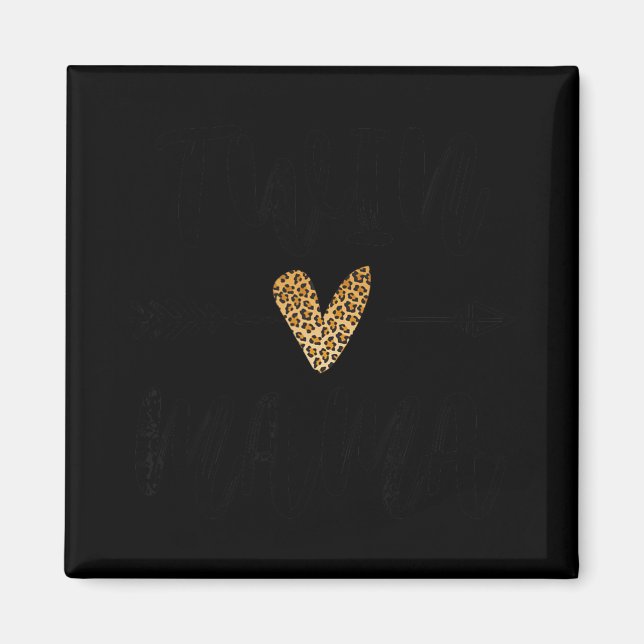 Womens Twin Mama Mothers Day Funny Leopard New Mom Magnet (Vorne)