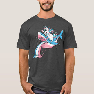 Womens Unicorn Reiten Trans Pride Shark Transgende T-Shirt