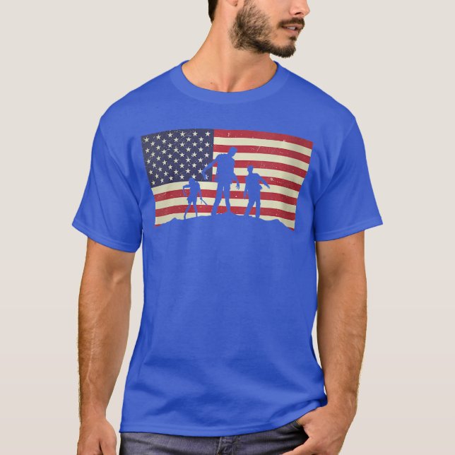 Womens USA American Flag Distressed Halloween Zomb T-Shirt (Vorderseite)