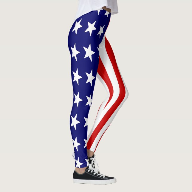 Women's USA Patriotic Leggings, American Flag Leggings (Rechts)