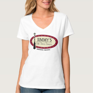 Women's V Neck Kurz White T-Shirt
