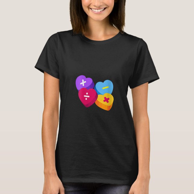 Womens Valentines Day Hearts With Math Symbos Tea T-Shirt (Vorderseite)