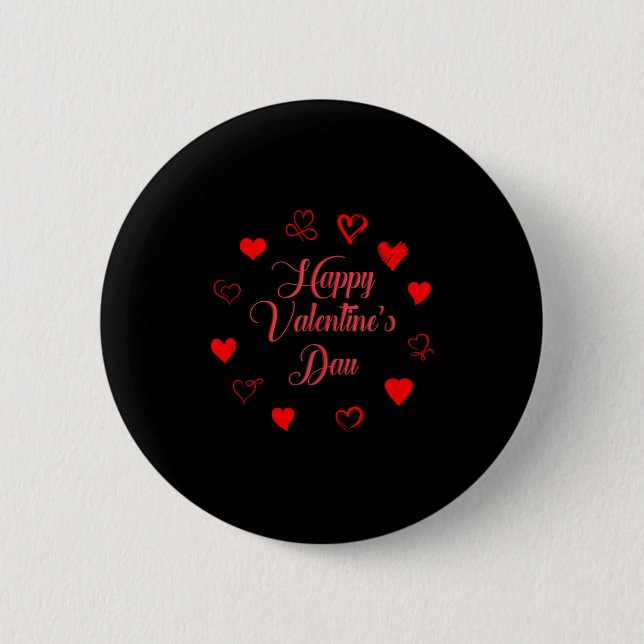 Womens Valentine's Day Love Heart Printed Casual G Button (Vorderseite)