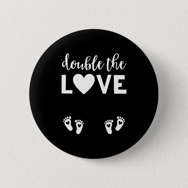 Womens Valentines Day Twin Pregnancy Announcemen V Button (Vorderseite)