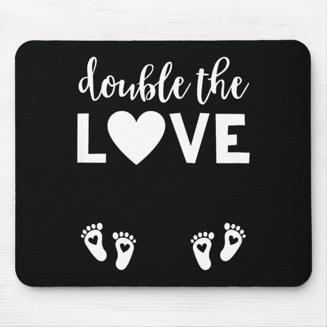 Womens Valentines Day Twin Pregnancy Announcemen V Mousepad (Vorne)