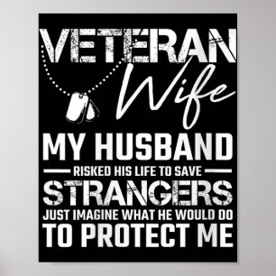 Womens Veteran Ehefrau Army Husband Soldier Sprich Poster