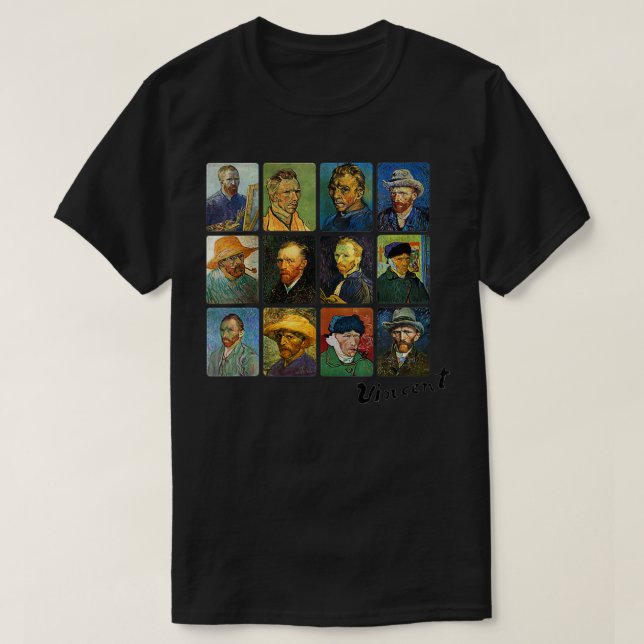 Womens Vincent Van Gogh selbst Portraits VNeck T-Shirt (Design vorne)