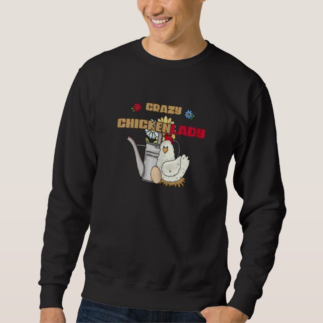 Womens Vintage Chicken Watering Can Crazy Chickenl Sweatshirt (Vorderseite)