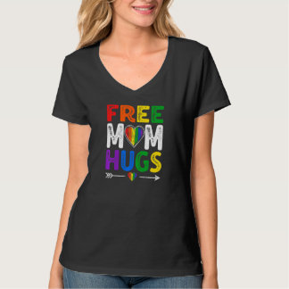 Womens Vintage Distressed Free Mom Hugs LGBT Pride T-Shirt