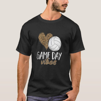 Womens Volleyball Game Day Vibes Leopard Cheetah T-Shirt