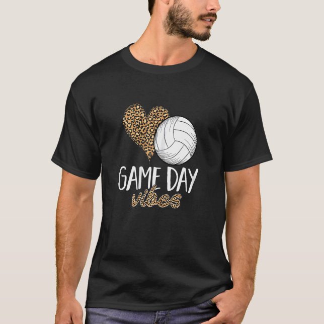 Womens Volleyball Game Day Vibes Leopard Cheetah T-Shirt (Vorderseite)