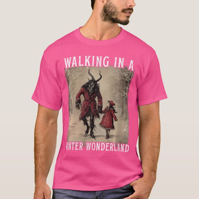 Womens Walking in A Winter Wonderland Krampus Cree T-Shirt (Vorderseite)